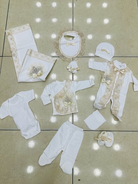 طقم مشفى 10 قطع بناتي دنتيل قطن